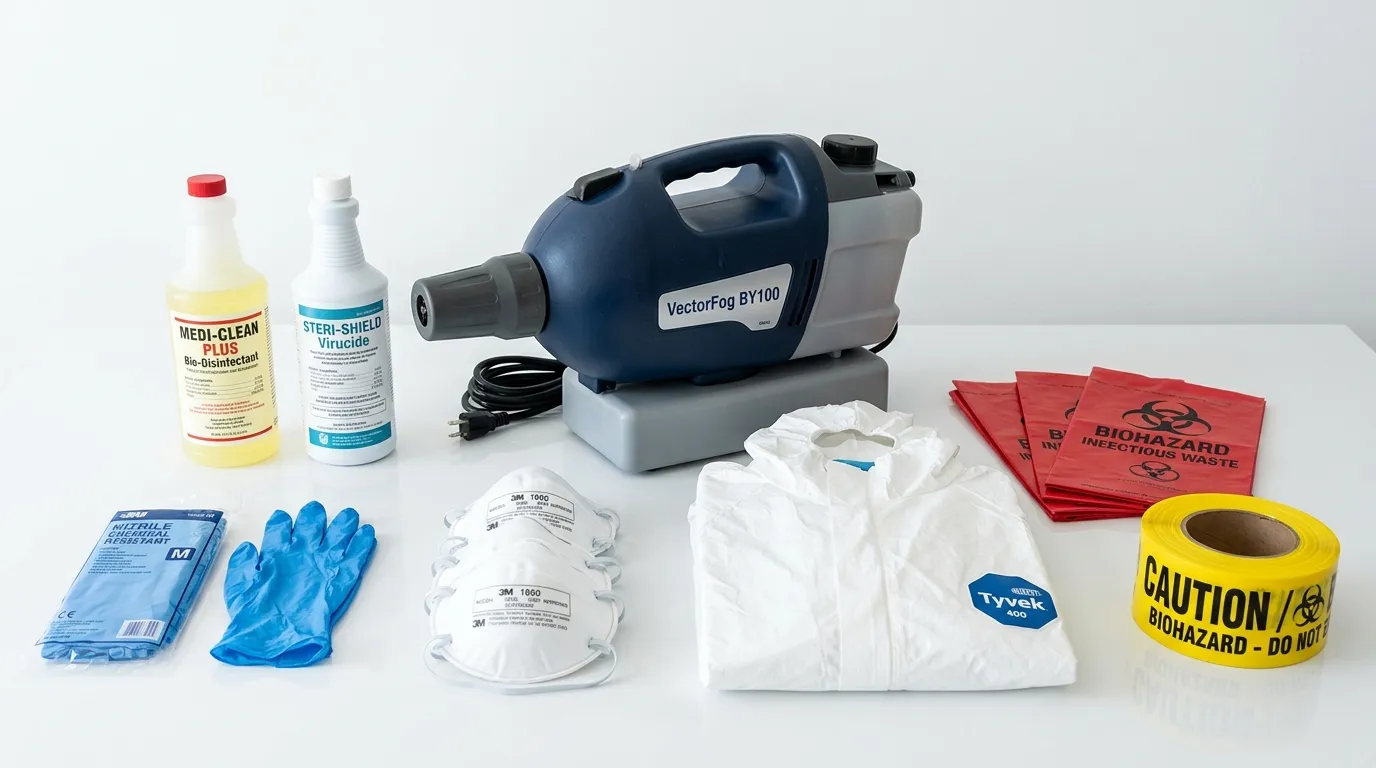 Professional biohazard remediation crew working in Randolph